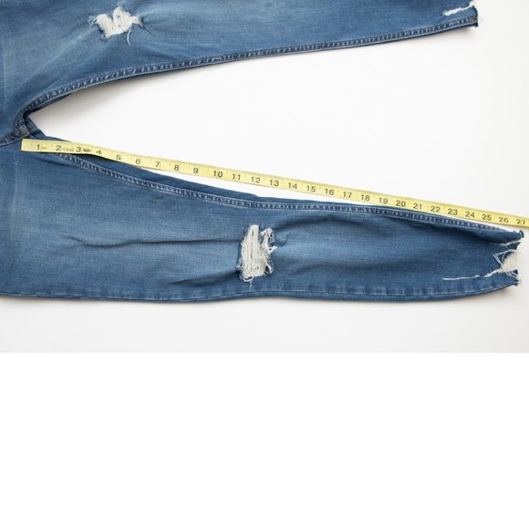 Free People Shark Bite Skinny Jeans Distressed Stretch Blue Denim Size 26 - Picture 6 of 7
